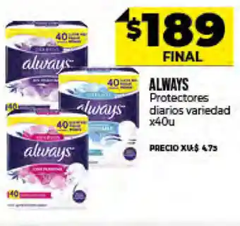 Supermayorista Vital Always Protectores Diarios Variedad x 40 u oferta