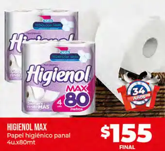 Supermayorista Vital Higienol Max Papel Higiénico Panal 4u x 80 mt oferta