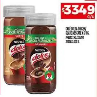 Supermercados DIA CAFÉ DOLCA ORIGEN/ SUAVE NESCAFE X 170G oferta