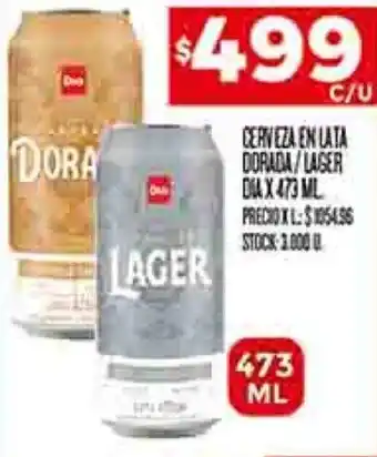 Supermercados DIA CERVEZA EN LATA DORADA/LAGER DIAX 473ML oferta