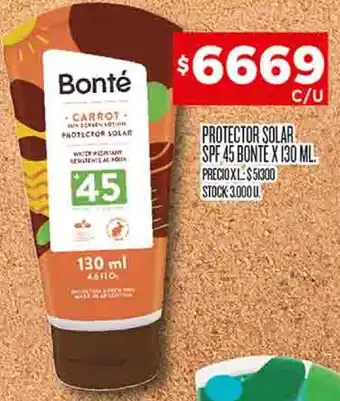 Supermercados DIA PROTECTOR SOLAR SPF 45 BONTE X 130ML oferta
