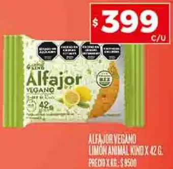 Supermercados DIA ALFAJOR VEGANO LIMON ANIMAL KIND X 42G oferta