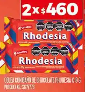 Supermercados DIA OBLEA CON BAÑO DE CHOCOLATE RHODESIA X 18G oferta