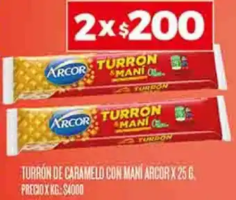 Supermercados DIA TURRÓN DE CARAMELO CON MANÍ ARCOR X 25g oferta
