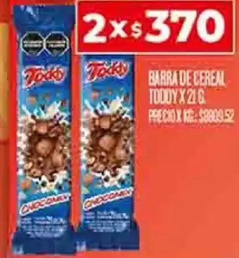 Supermercados DIA BARRA DE CEREAL TODDY X 21G oferta
