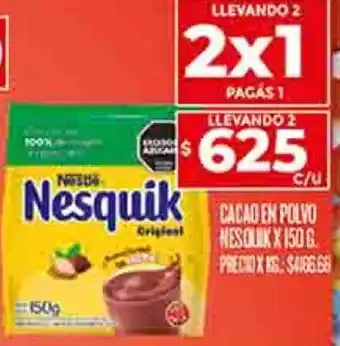 Supermercados DIA CACAO EN POLVO NESQUIK X 150G oferta
