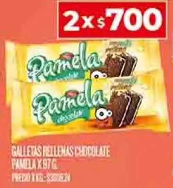 Supermercados DIA GALLETAS RELLENAS CHOCOLATE PAMELA X 97G oferta