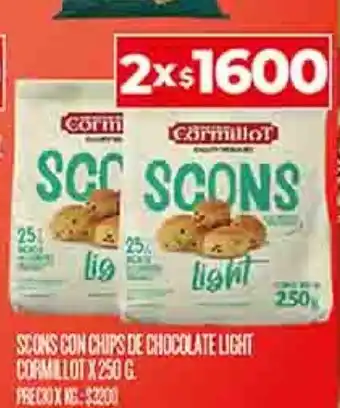 Supermercados DIA SCONS CON CHIPS DE CHOCOLATE LIGHT CORMILLOT X 250G oferta