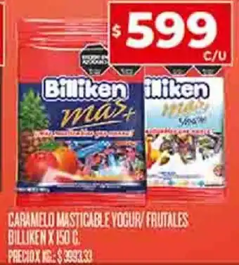 Supermercados DIA CARAMELO MASTICABLE YOGUR/FRUTALES BILLIKEN X 150G oferta