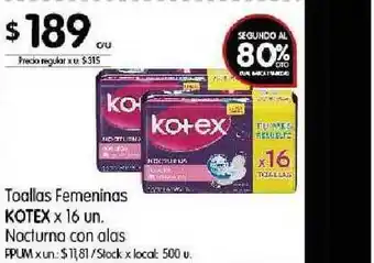 Disco Kotex Toallas Femeninas x 16un. oferta