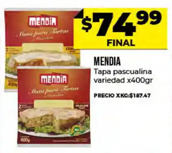 Supermayorista Vital Mendia Tapa Pascualina Variedad x 400 gr oferta