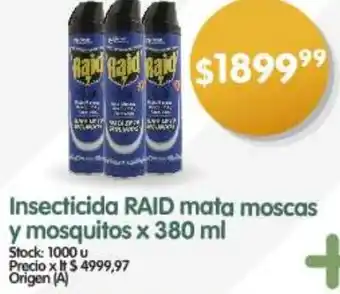 Supermercados Buenos Días Insecticida RAID mata moscas y mosquitos x 380ml oferta
