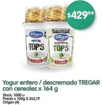 Supermercados Buenos Días Yogur entero/descremado TREGAR con cereales x 164g oferta