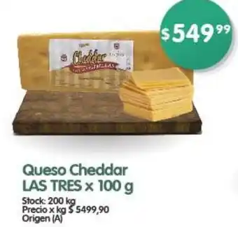 Supermercados Buenos Días Queso Cheddar LAS TRES X 100g oferta