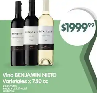 Supermercados Buenos Días Vino BENJAMIN NIETO Varietales x 750cc oferta