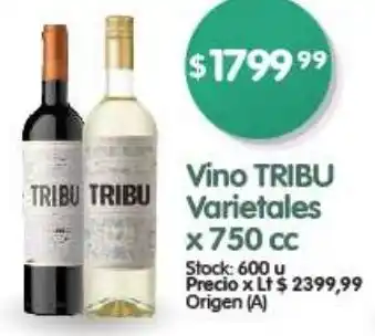 Supermercados Buenos Días Vino TRIBU Varietales x 750cc oferta