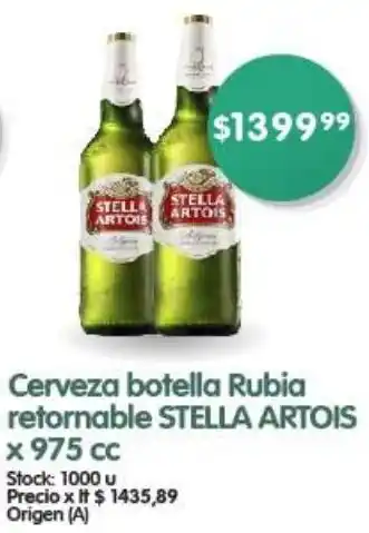 Supermercados Buenos Días Cerveza botella Rubia retornable STELLA ARTOIS x 975cc oferta