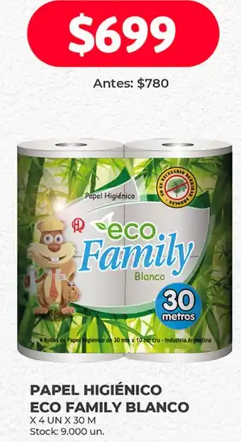Supermercados Tadicor PAPEL HIGIÉNICO ECO FAMILY BLANCO X 4 UN X 30M oferta