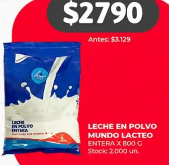 Supermercados Tadicor LECHE EN POLVO MUNDO LACTEO ENTERA X 800G oferta