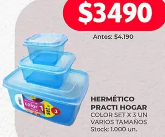 Supermercados Tadicor HERMÉTICO PRACTI HOGAR COLOR SET X 3 UN VARIOS TAMAÑOS oferta