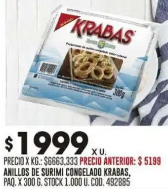 Coto ANILLOS DE SURIMI CONGELADO KRABAS PAQ. X 300G oferta