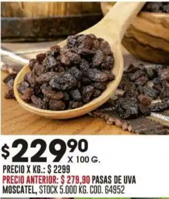 Coto PASAS DE UVA MOSCATEL X 100G oferta