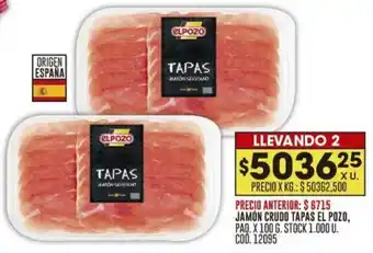 Coto JAMÓN CRUDO TAPAS EL POZO PAQ. X 100G oferta