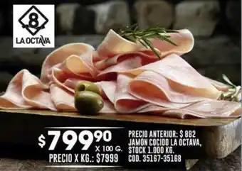 Coto JAMON COCIDO LA OCTAVA X 100G oferta