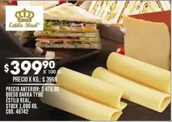 Coto QUESO BARRA TYBO ESTILO REAL X 100G oferta