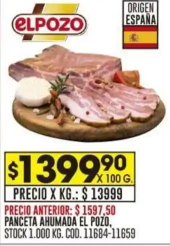 Coto PANCETA AHUMADA EL POZO X 100G oferta