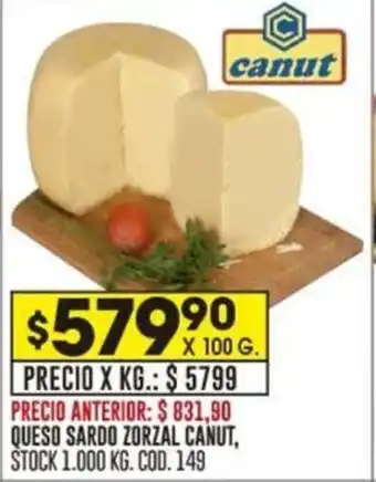 Coto QUESO SARDO ZORZAL CANUT X 100G oferta