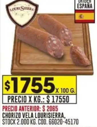 Coto CHORIZO VELA LOURISIERRA X 100G oferta
