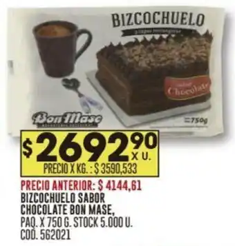 Coto BIZCOCHUELO SABOR CHOCOLATE BON MASE PAQ.X 750G oferta