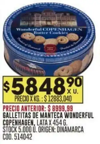 Coto GALLETITAS DE MANTECA WONDERFUL COPENHAGEN LATA X 454G oferta