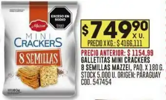 Coto GALLETITAS MINI CRACKERS 8 SEMILLAS MAZZEI PAQ. X 180G oferta