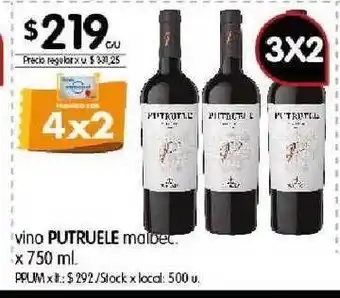 Disco Putruele Vino Malbec x 750ml oferta