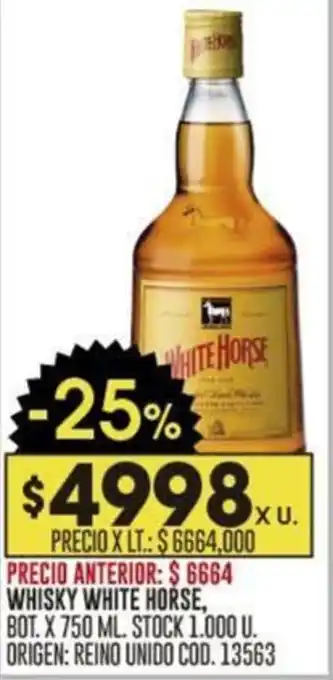 Coto WHISKY WHITE HORSE BOT. X 750ML oferta