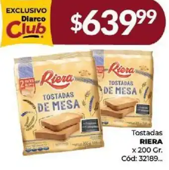 Diarco Tostadas RIERA x 200gr oferta