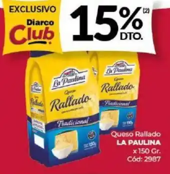Diarco Queso Rallado LA PAULINA x 150gr oferta