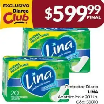 Diarco Protector Diario LINA Anatómico x 20un oferta