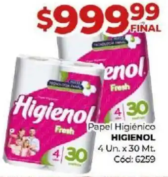 Diarco Papel Higiénico HIGIENOL 4 Un. x 30mt oferta