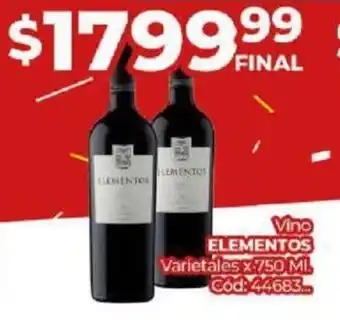 Diarco Vino ELEMENTOS Varietales x 750ml oferta