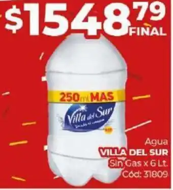 Diarco Agua VILLA DEL SUR Sin Gas x 6lt oferta