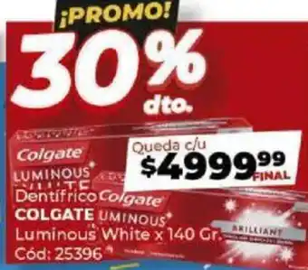 Diarco Dentifrico Colgate Luminous White x 140gr oferta