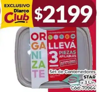 Diarco Set de Contenedores STAR x 3 Un oferta