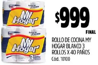 Supermercados Yaguar ROLLO DE COCINA MY HOGAR BLANCO 3 ROLLOS X 40 PAÑOS oferta