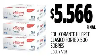 Supermercados Yaguar EDULCORANTE HILERET CLASICO FORTE X 500 SOBRES oferta
