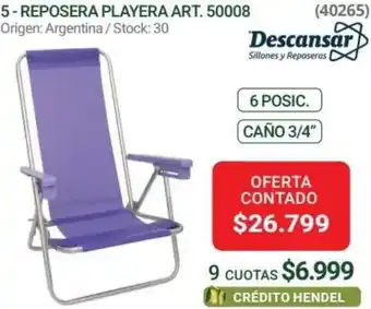 Hendel Descansar REPOSERA PLAYERA ART. 50008 oferta