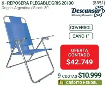 Descansar REPOSERA PLEGABLE GRIS 20100