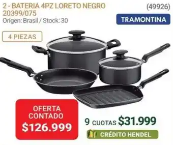 Hendel TRAMONTINA BATERIA 4PZ LORETO NEGRO 20399/075 oferta